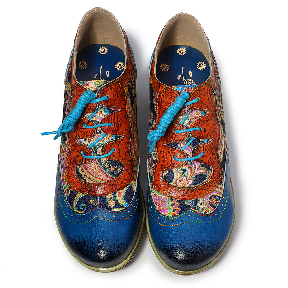 Blue leather wingtip brogues & casual shoes for ladies & girls