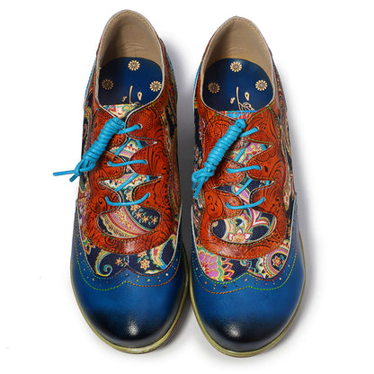 Blue leather wingtip brogues & casual shoes for ladies & girls