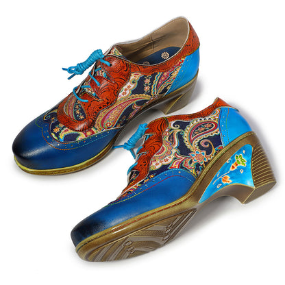 Blue leather wingtip brogues & casual shoes for ladies & girls