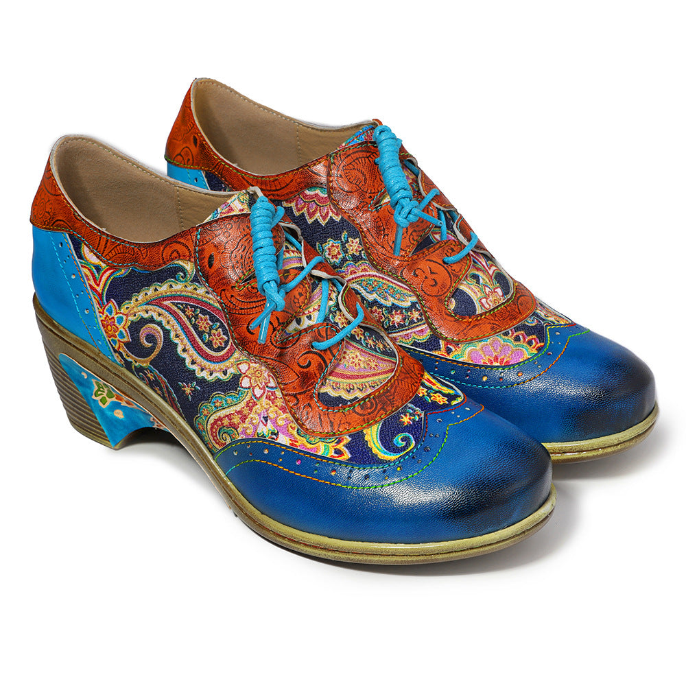 Blue leather wingtip brogues & casual shoes for ladies & girls
