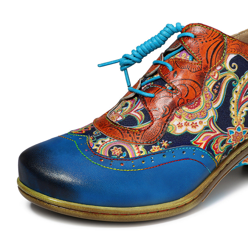 Blue leather wingtip brogues & casual shoes for ladies & girls