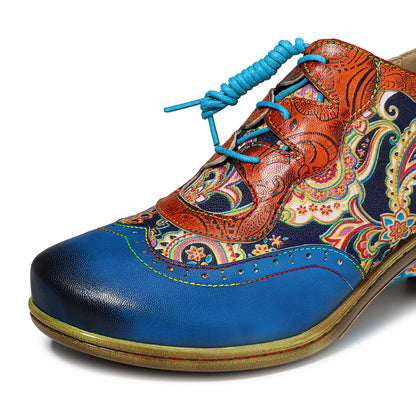 Blue leather wingtip brogues & casual shoes for ladies & girls