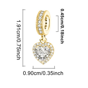 925 Sterling silver heart  charm bead