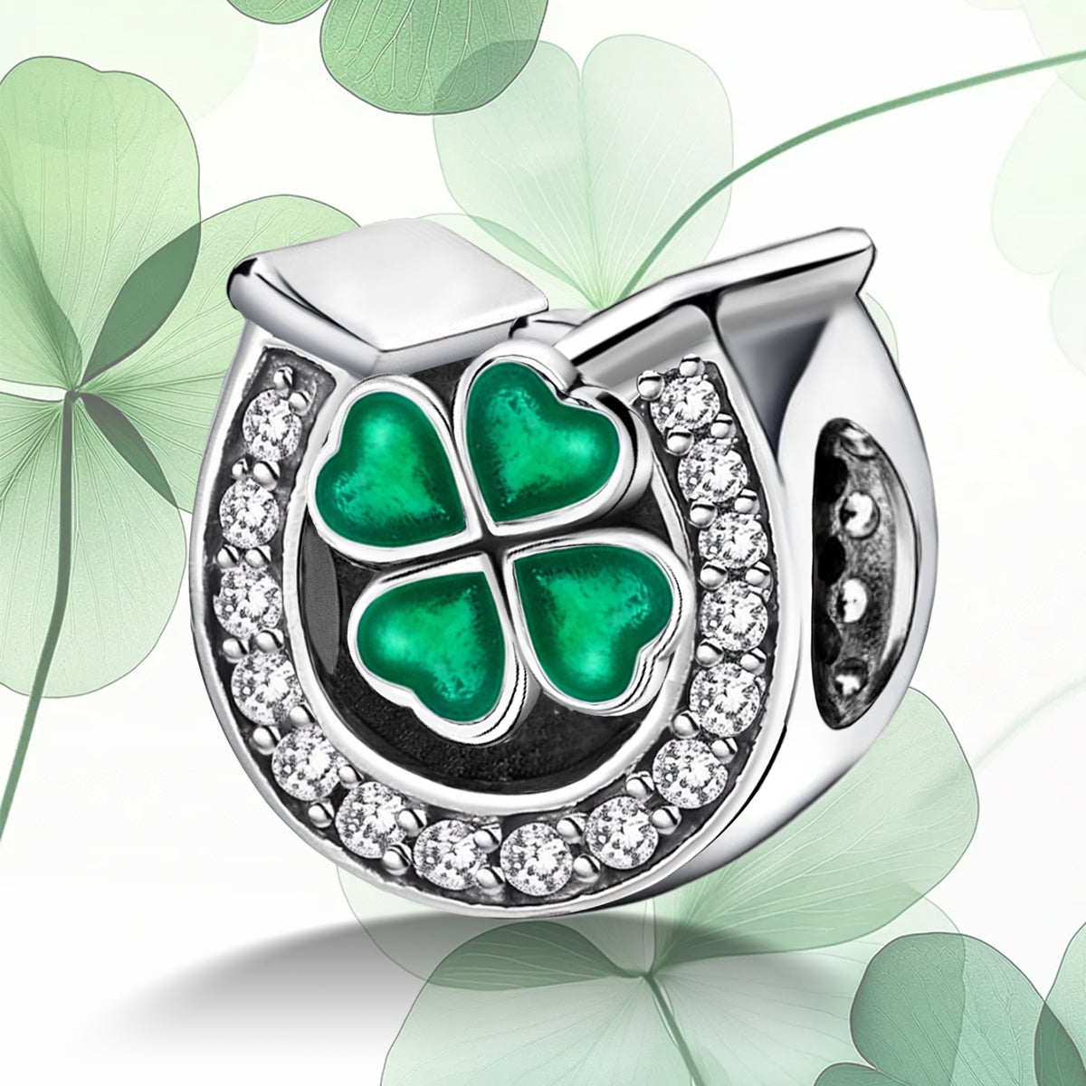 925 Sterling silver four-leaf clover charm bead