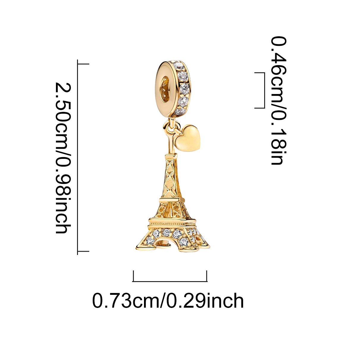 925 Sterling silver Eiffel Tower charm bead