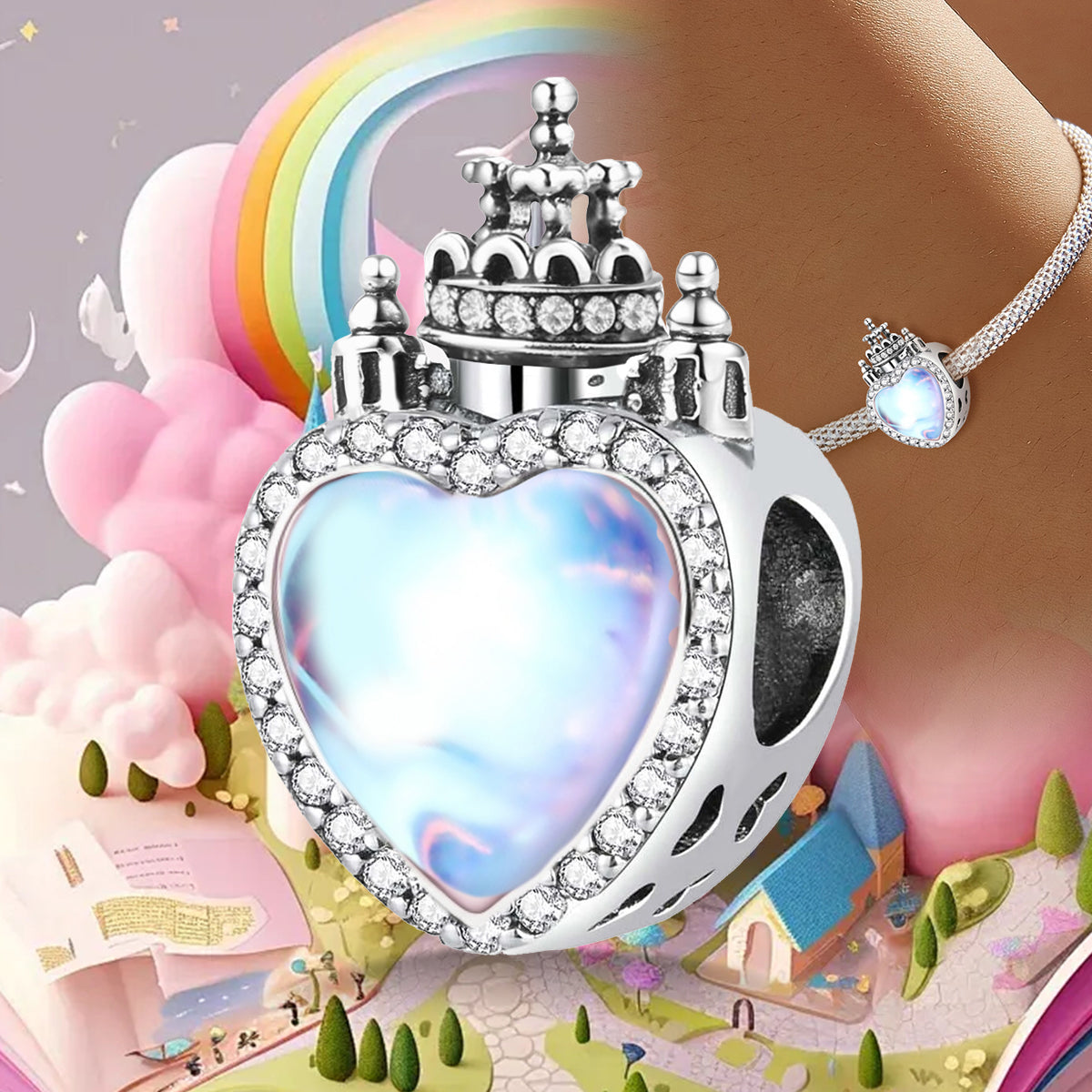 925 Sterling silver castle charm bead