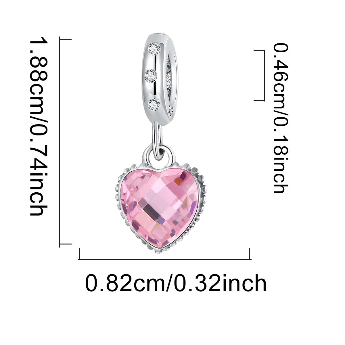 925 Sterling silver heart  charm bead