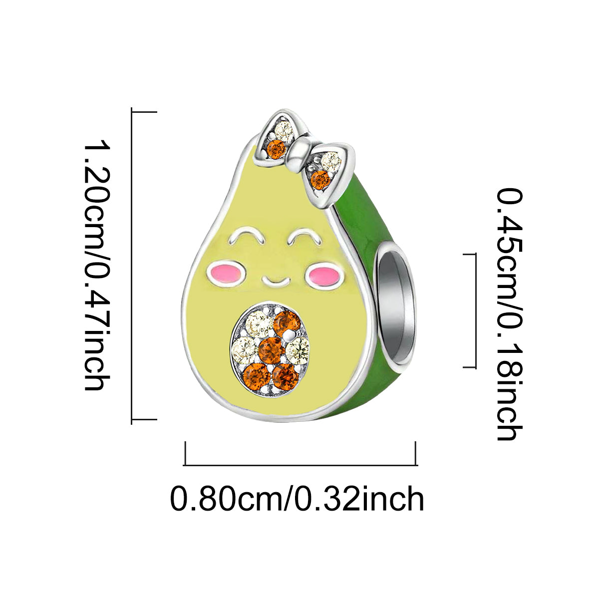 925 Sterling silver avocado bead