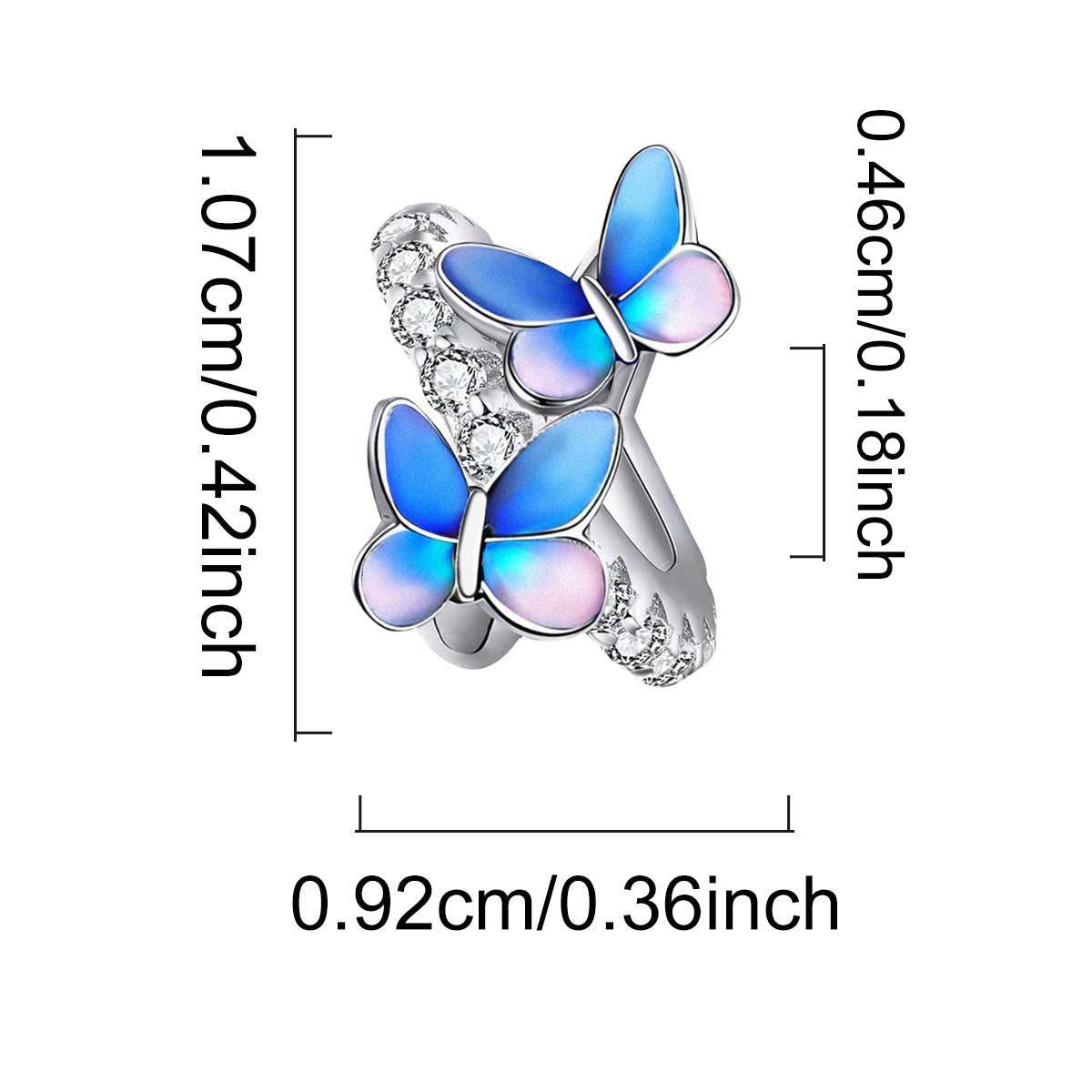 925 Sterling silver butterfly charm bead