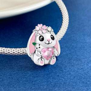 **Rabbit Beads | Black Foam Base + Pink Zirconia | Cute Design**