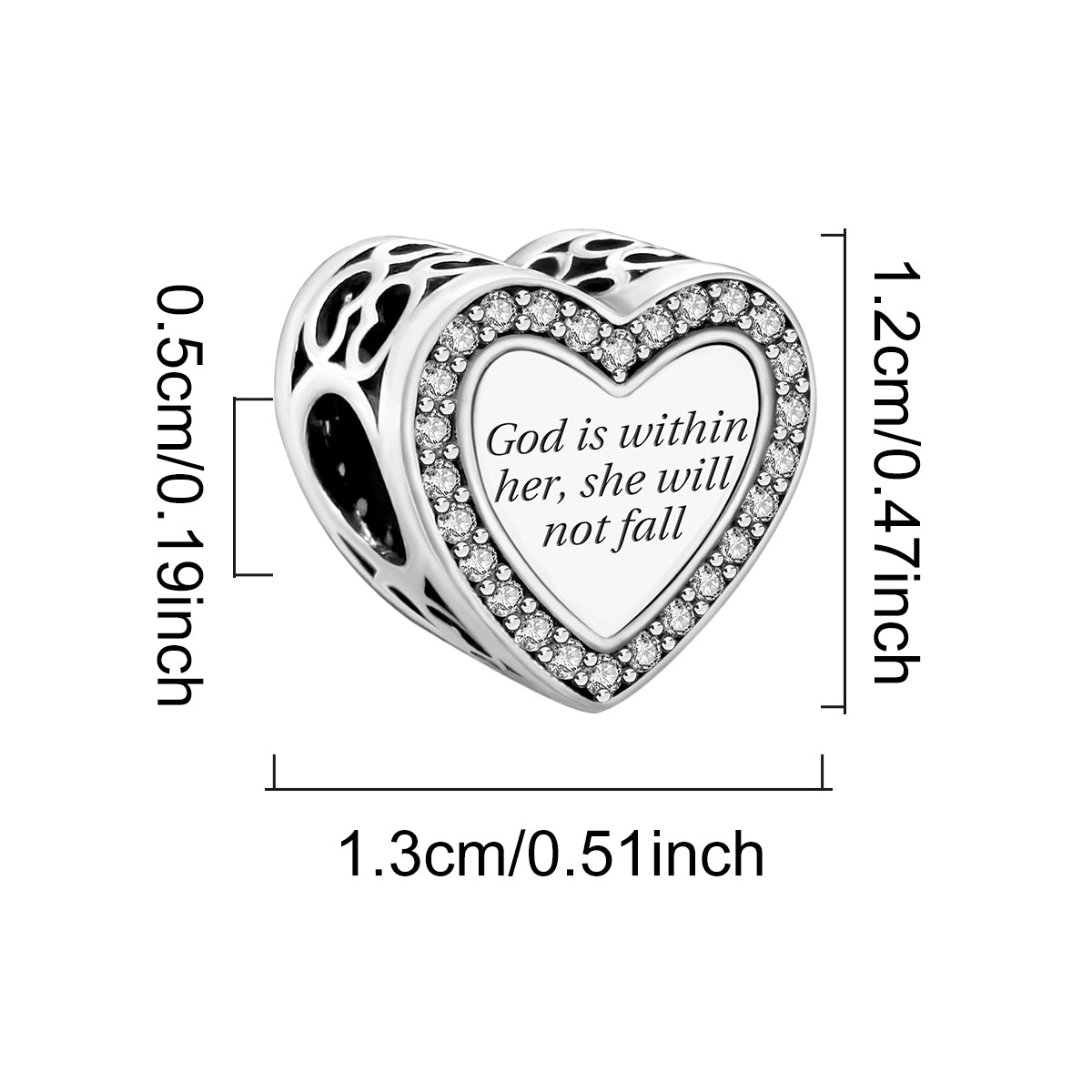 925 Sterling silver heart charm bead