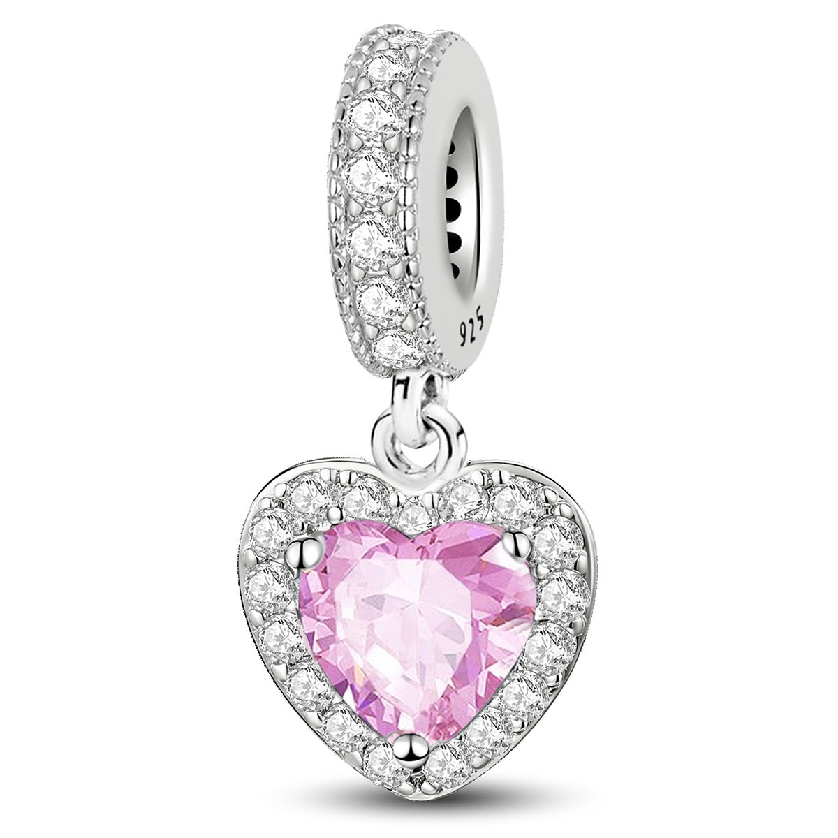 925 Sterling silver heart  charm bead