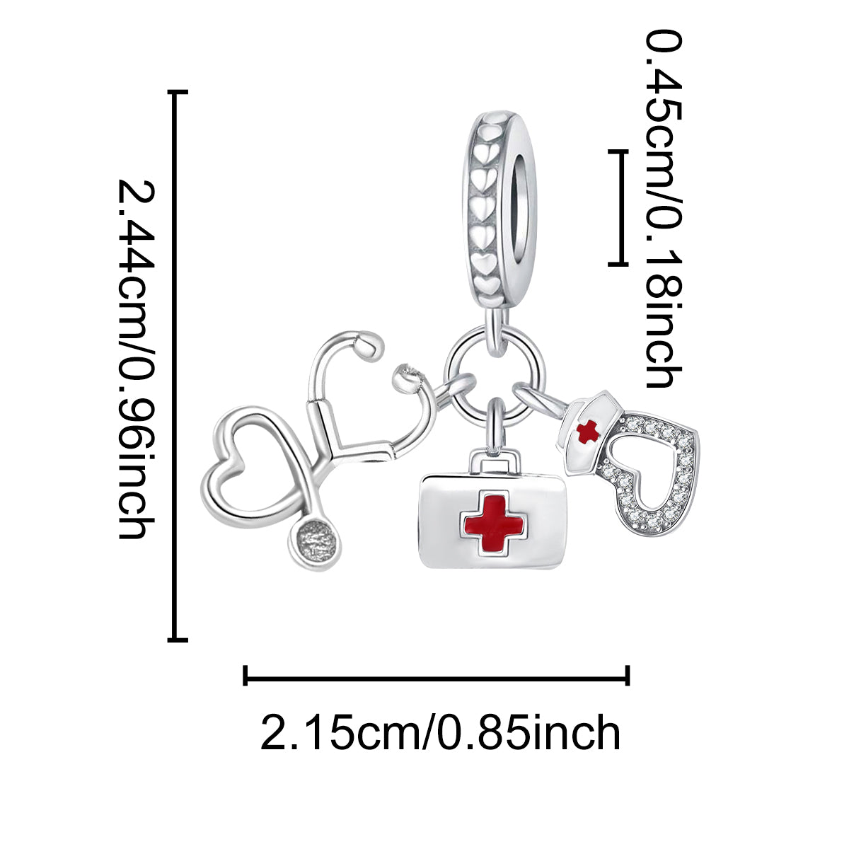 925 Sterling silver first aid kit charm bead