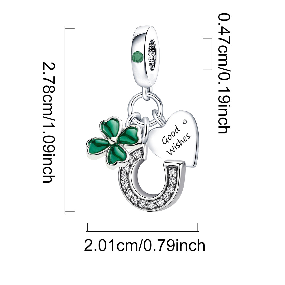 925 Sterling silver four-leaf clover charm bead