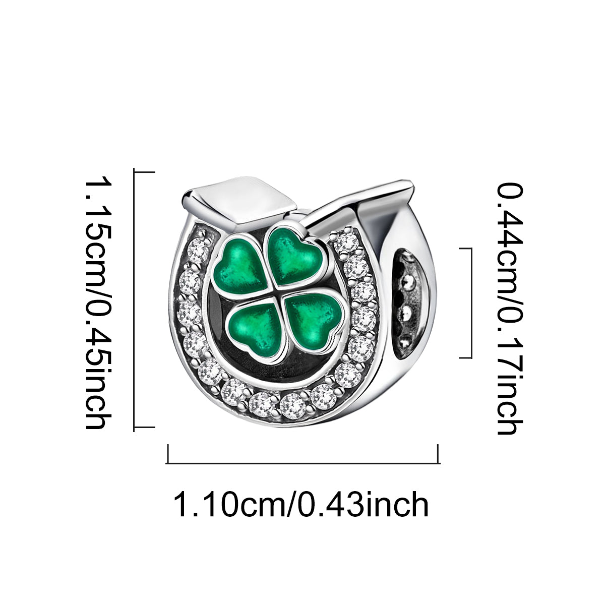 925 Sterling silver four-leaf clover charm bead