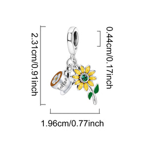 925 Sterling silver sunflower charm bead