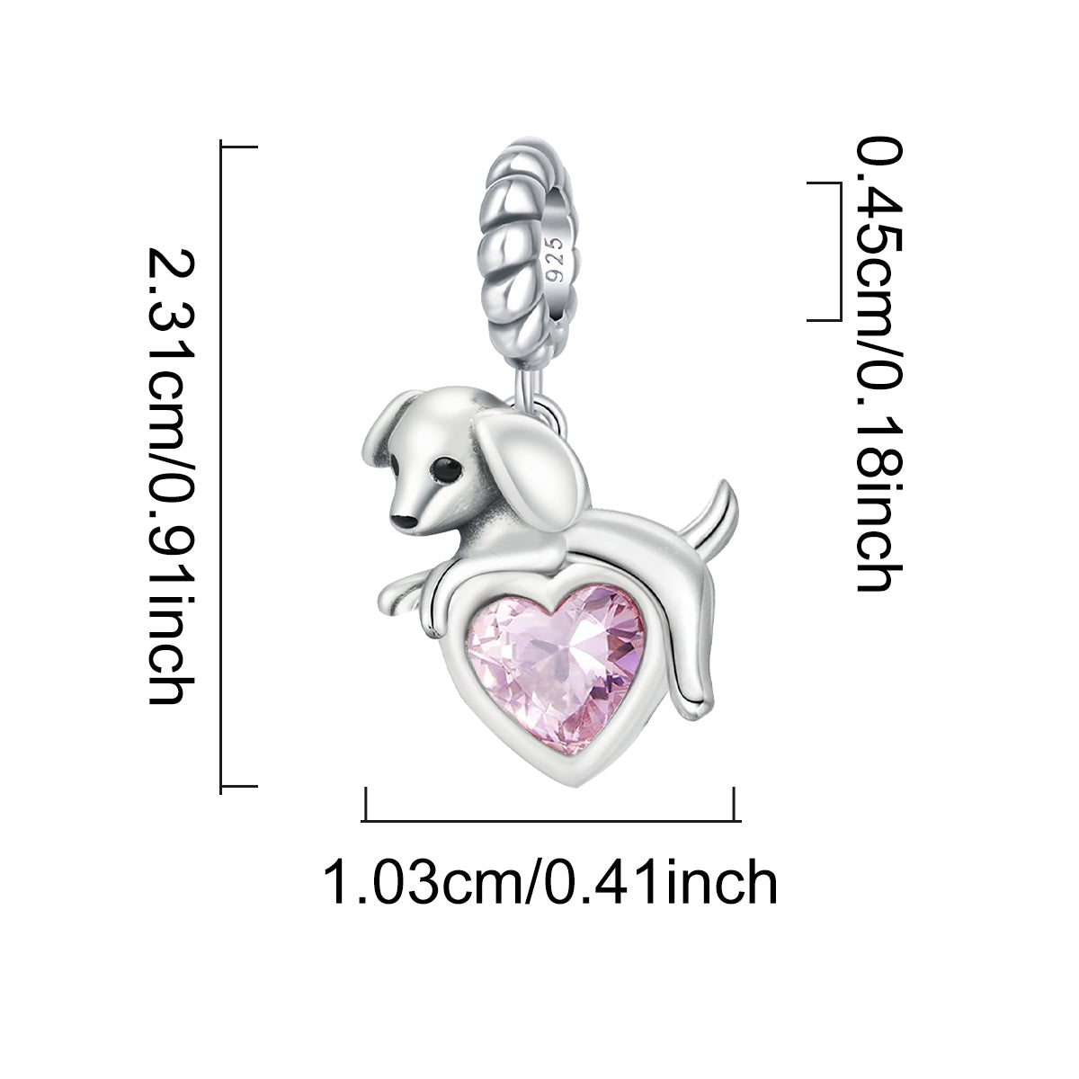 925 Sterling silver dog bead
