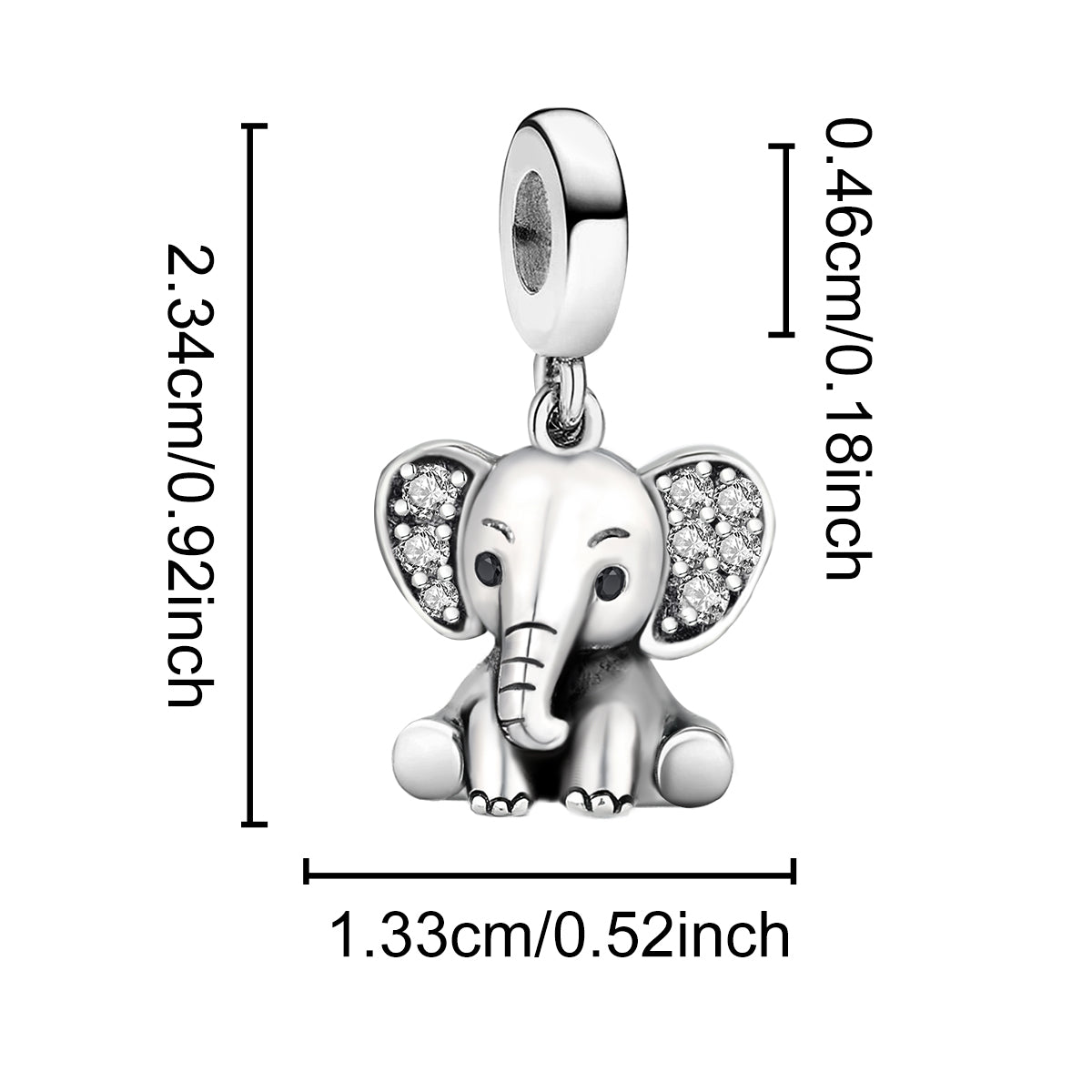925 Sterling silver elephant charm bead