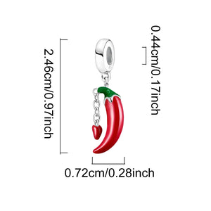 925 Sterling silver chili charm bead