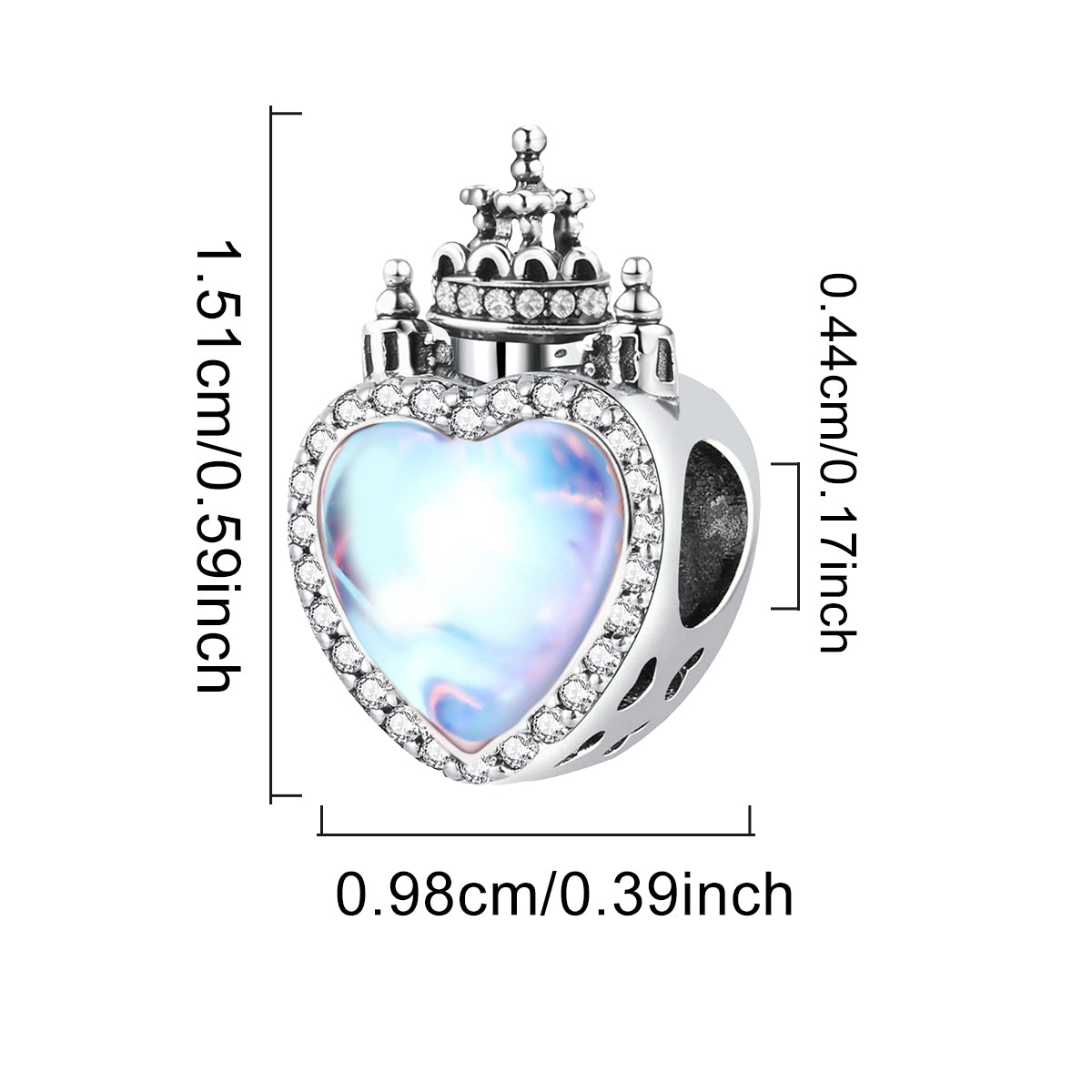 925 Sterling silver castle charm bead