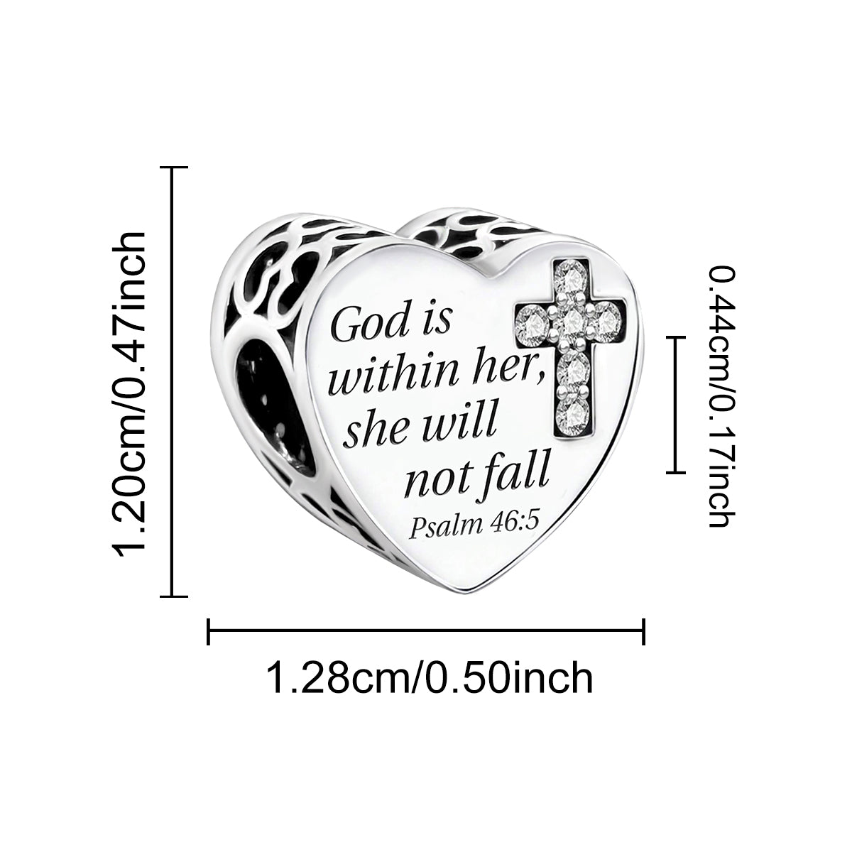 925 Sterling silver heart  charm bead