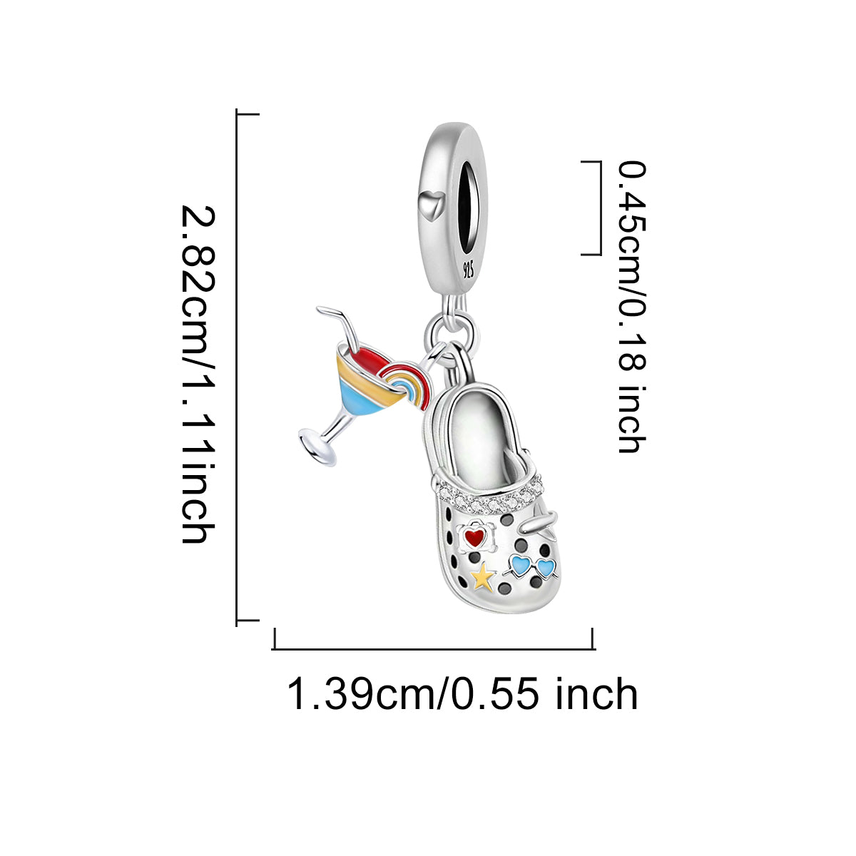 925 Sterling silver shoe charm bead