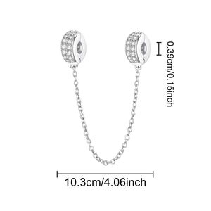 Double-Row Zircon Safety Chain | White Gold and Zircon