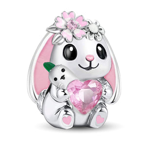 **Rabbit Beads | Black Foam Base + Pink Zirconia | Cute Design**