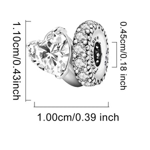 925 Sterling silver heart  charm bead