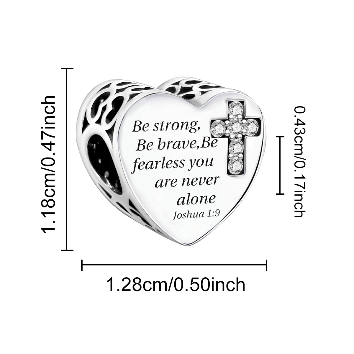 925 Sterling silver heart  charm bead