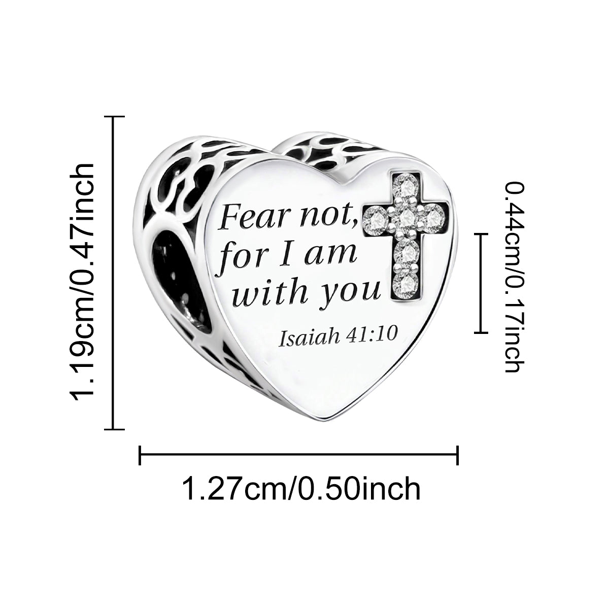 925 Sterling silver heart  charm bead