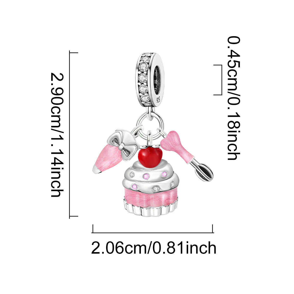 925 Sterling silver cake charm bead