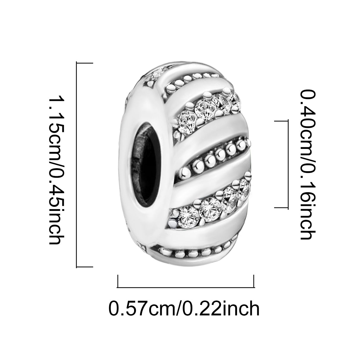 925 Sterling silver round  charm bead