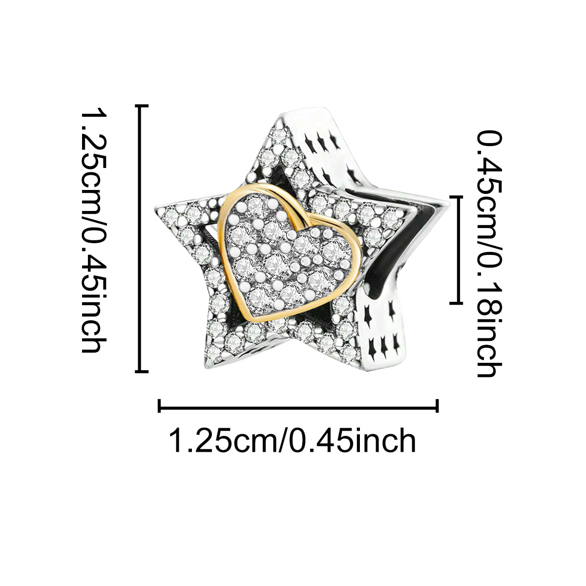 Star-Heart-Beads--Platinum-and-Gold-and-White-Zirconium