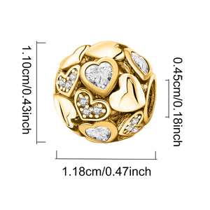 925 Sterling silver heart  charm bead