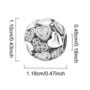 925 Sterling silver heart  charm bead