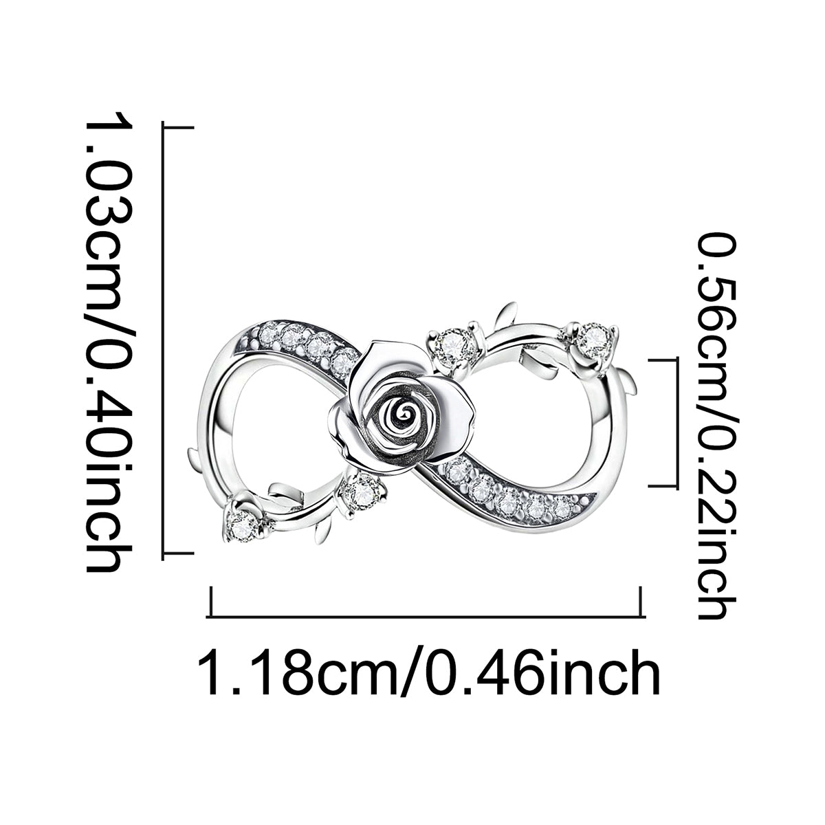 925 Sterling silver rose charm bead