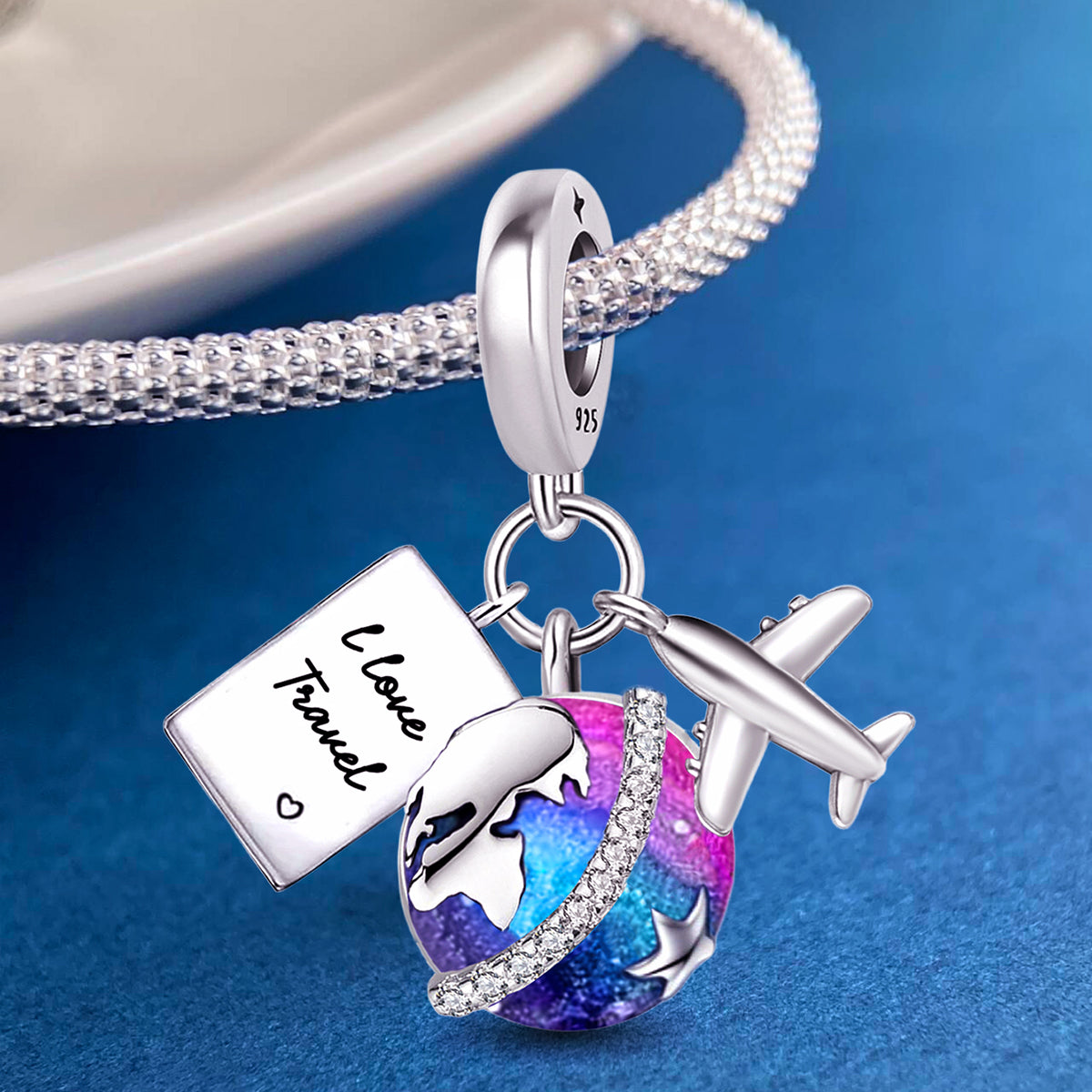 925 Sterling silver airplane charm bead