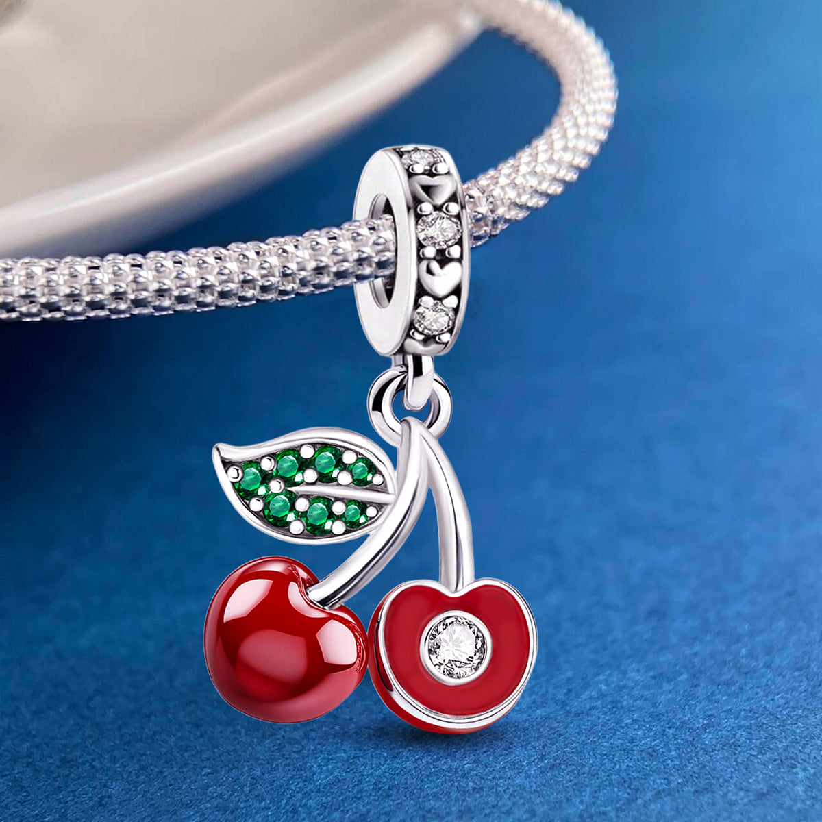 925 Sterling silver cherry charm bead