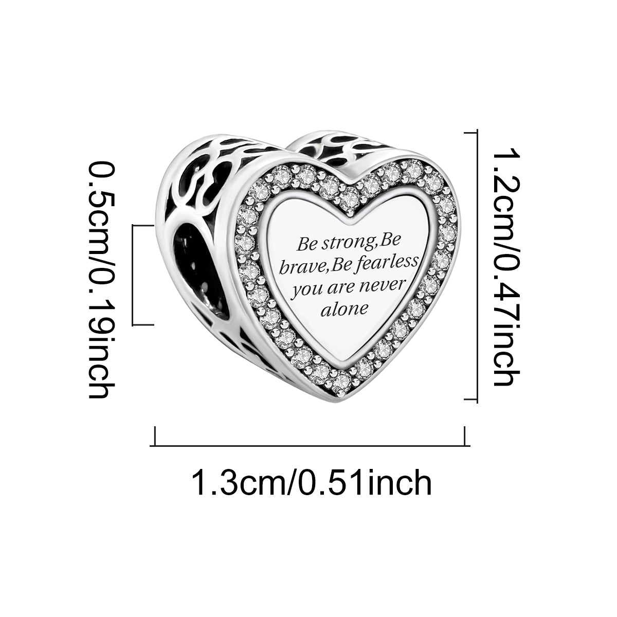 925 Sterling silver heart charm bead
