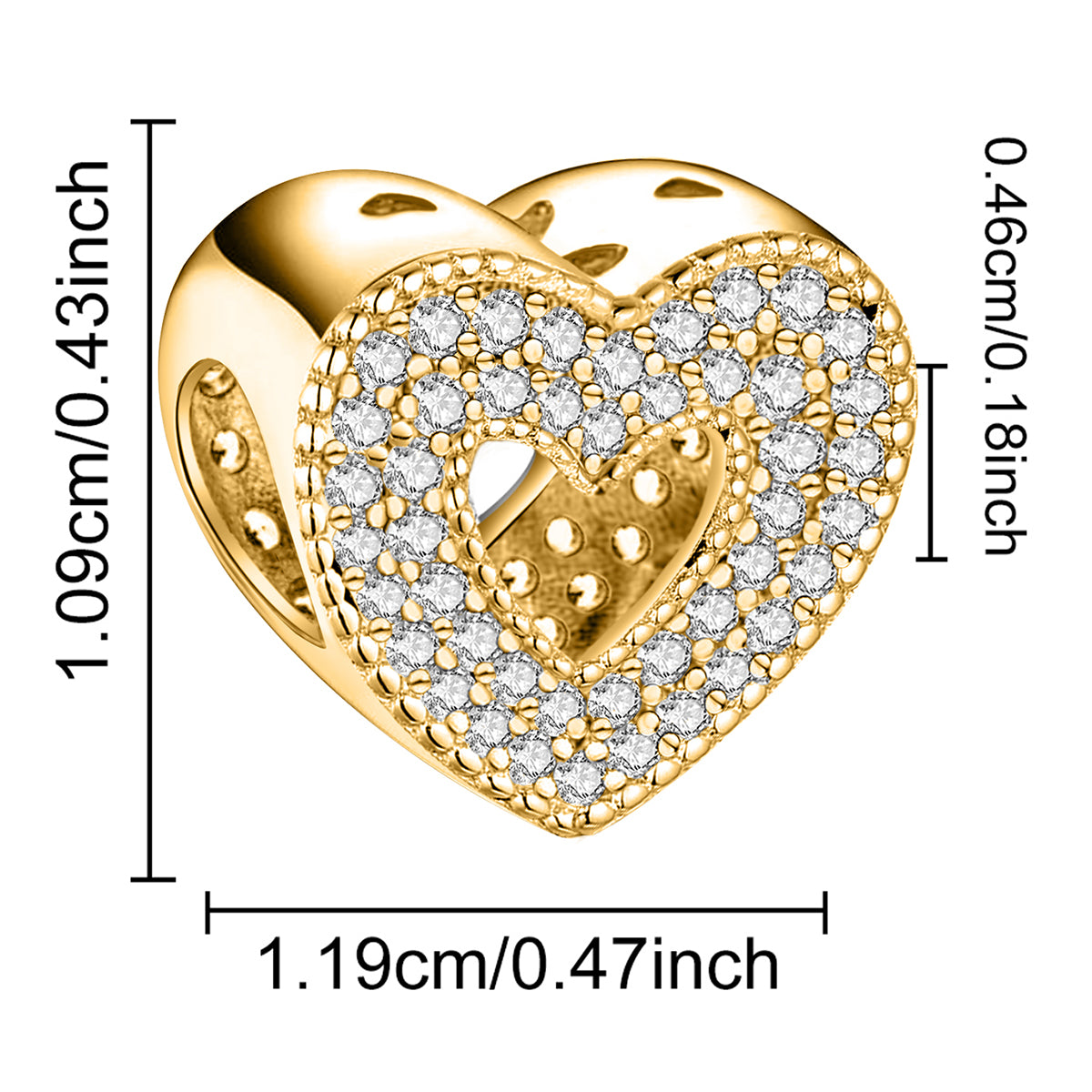 925 Sterling silver heart  charm bead