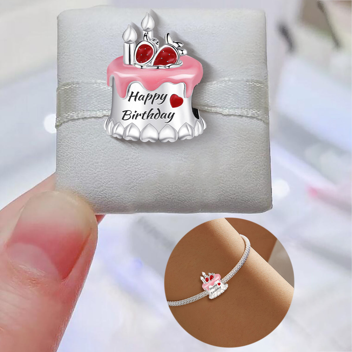 925 Sterling silver cake charm bead