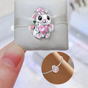 **Rabbit Beads | Black Foam Base + Pink Zirconia | Cute Design**