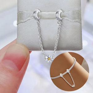 Leaf and Daisy Safety Chain (with Rubber Ring) | Blackened Deep Golden Zircon