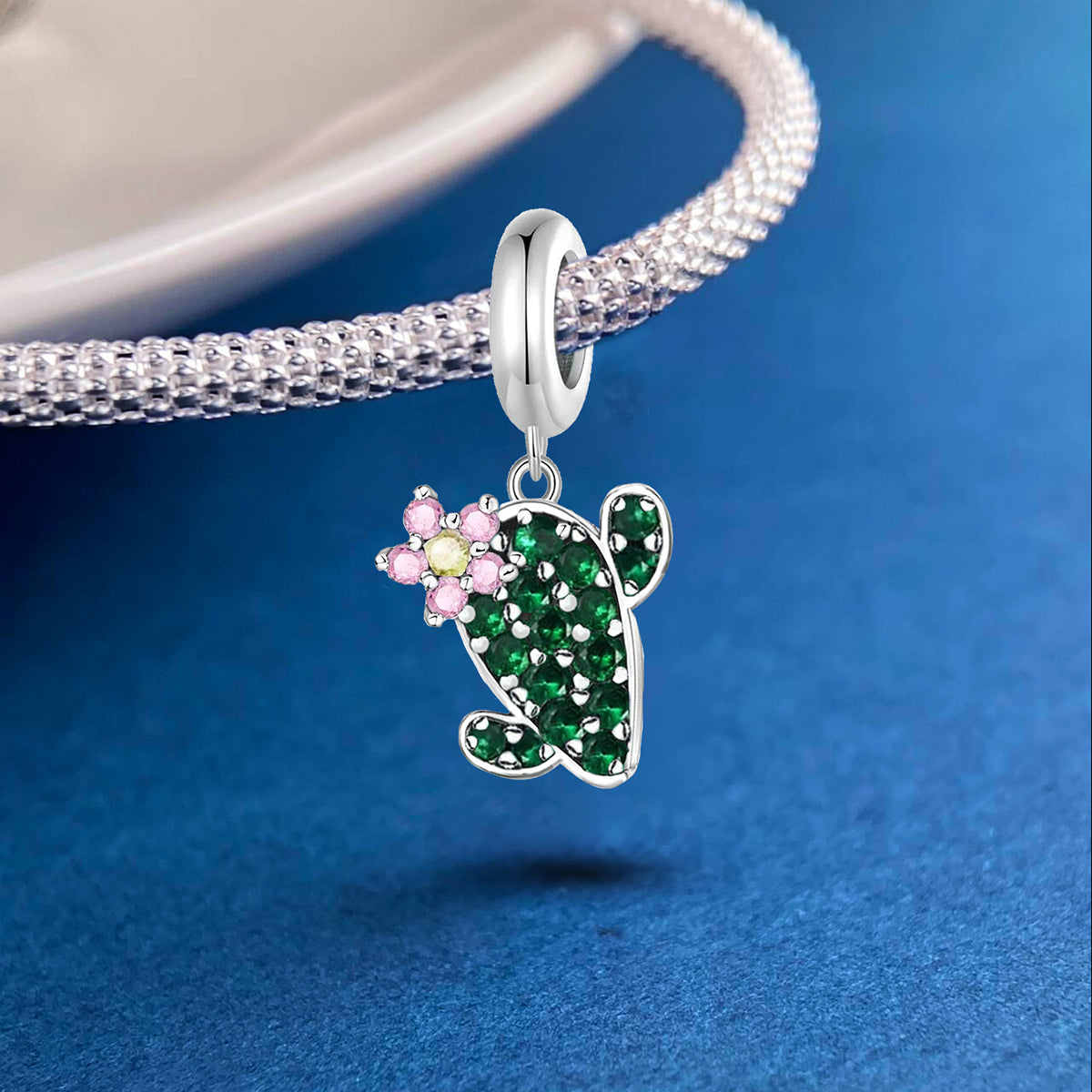 925 Sterling silver cactus charm bead