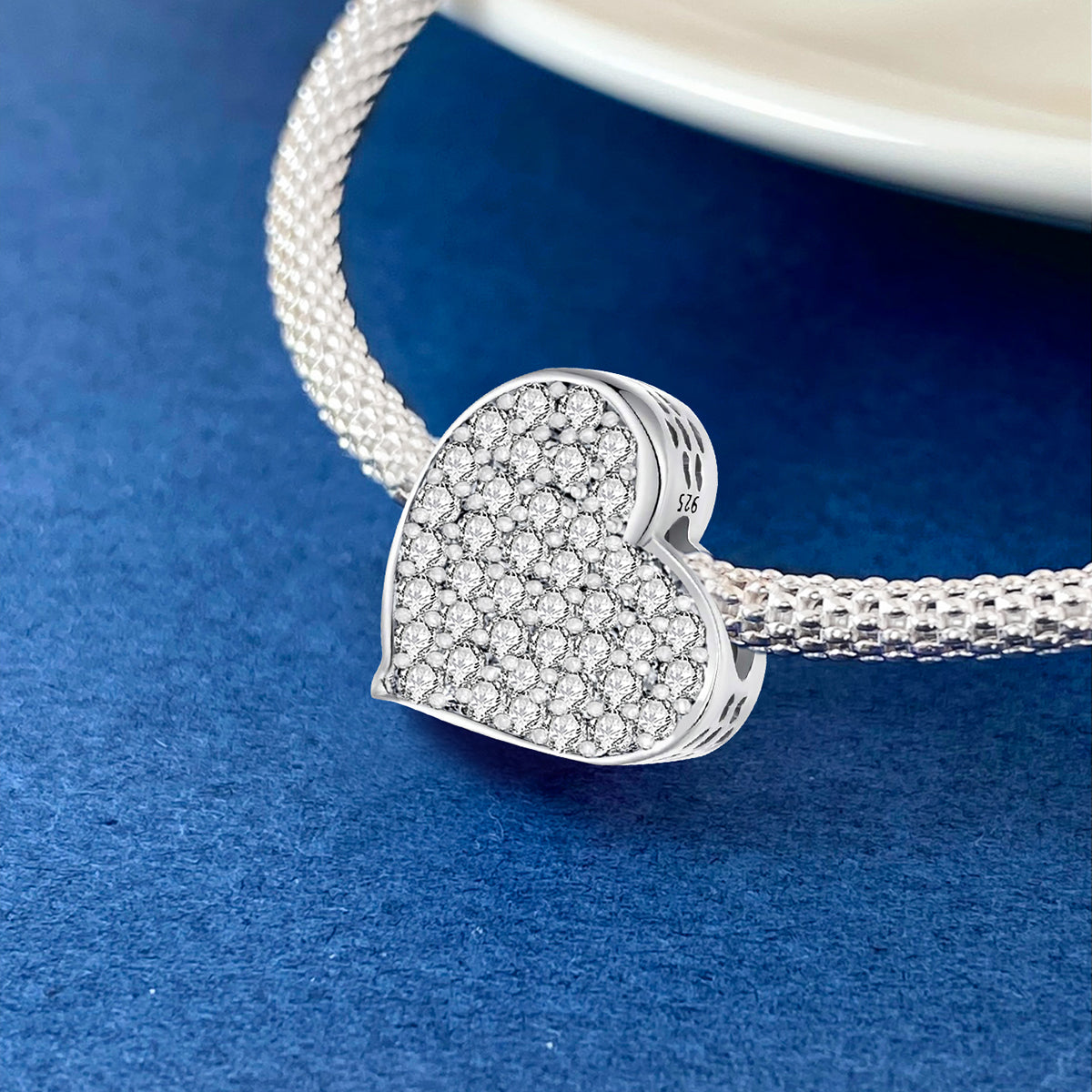 925 Sterling silver heart  charm bead