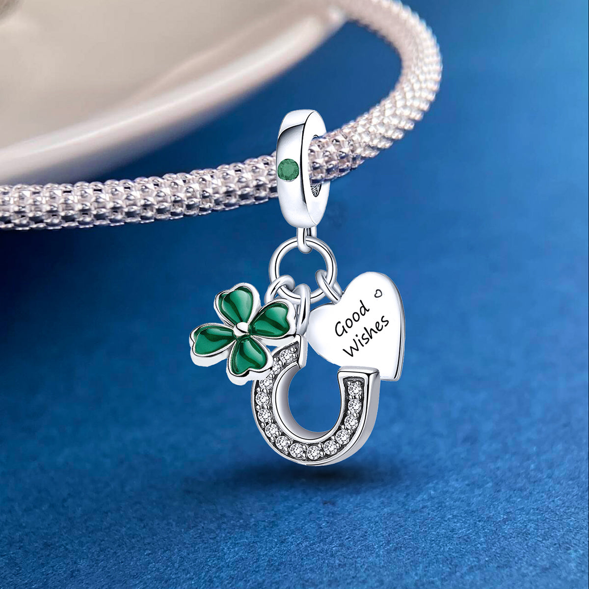 925 Sterling silver four-leaf clover charm bead