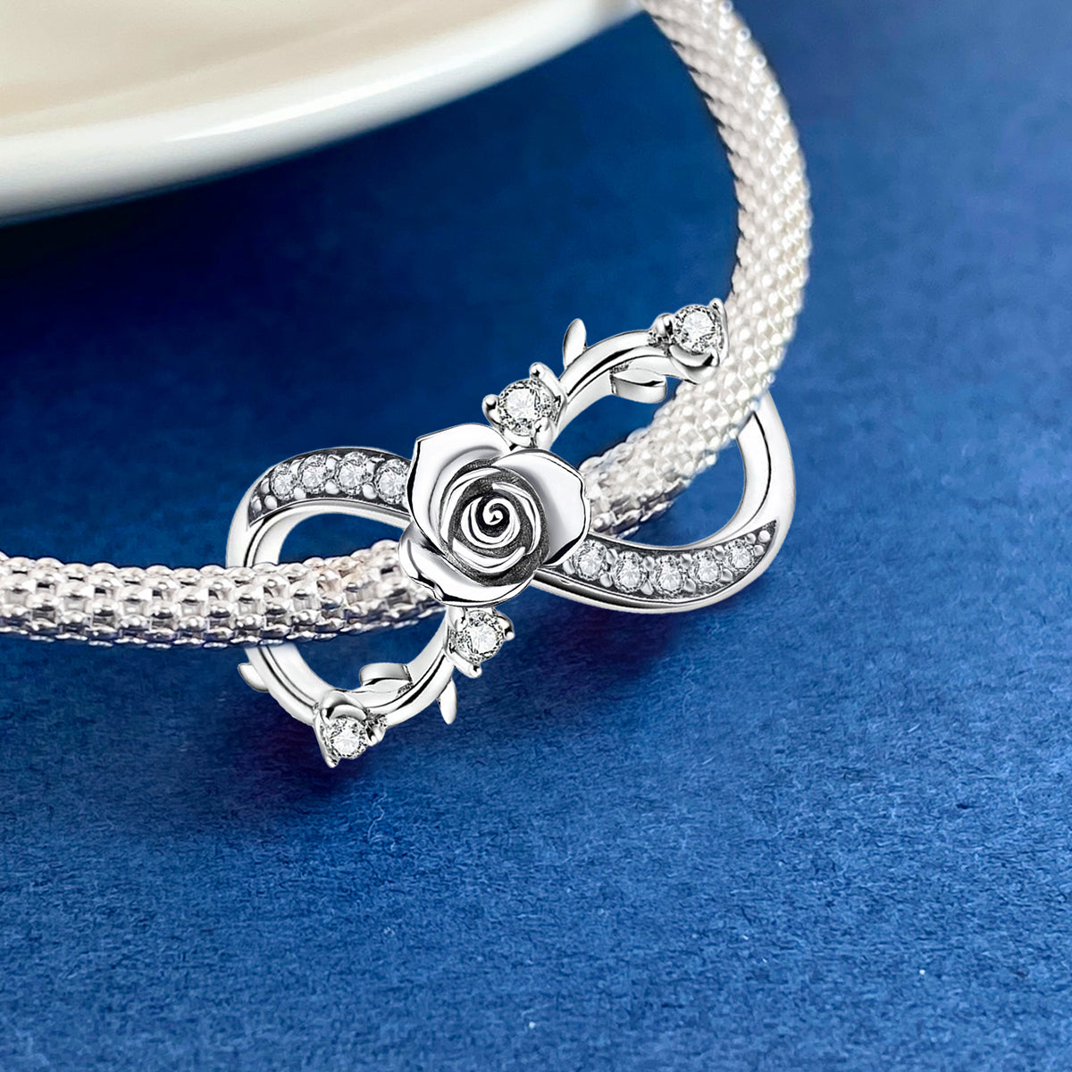 925 Sterling silver rose charm bead