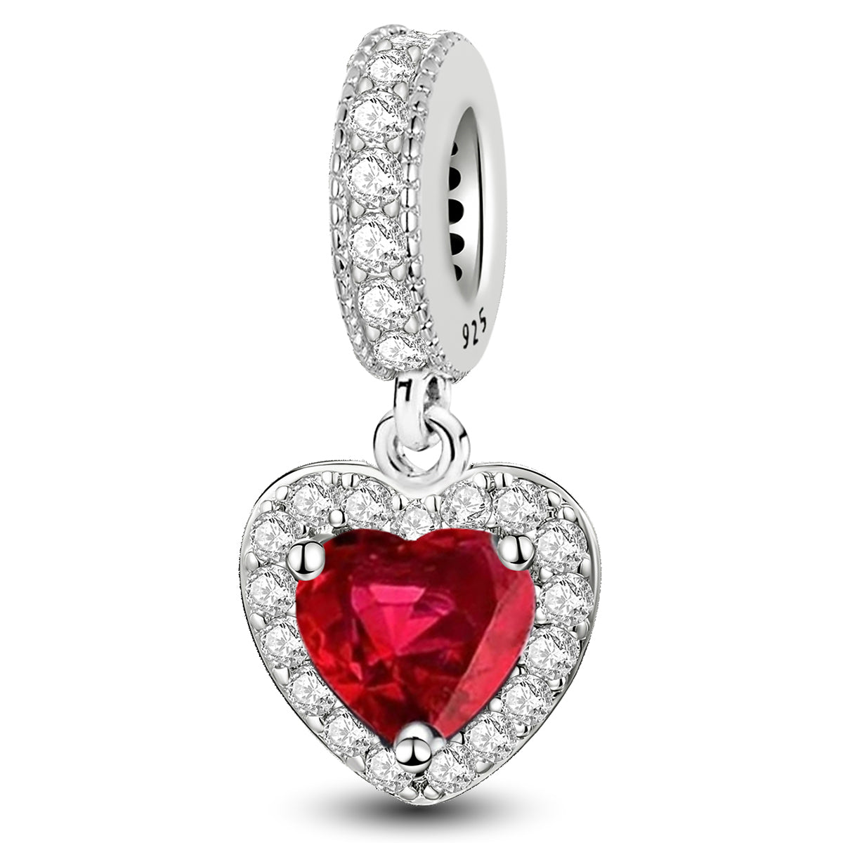 925 Sterling silver heart  charm bead