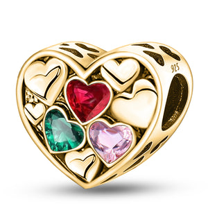 Heart-to-Heart Beads | Gold Base + Colored Zirconia